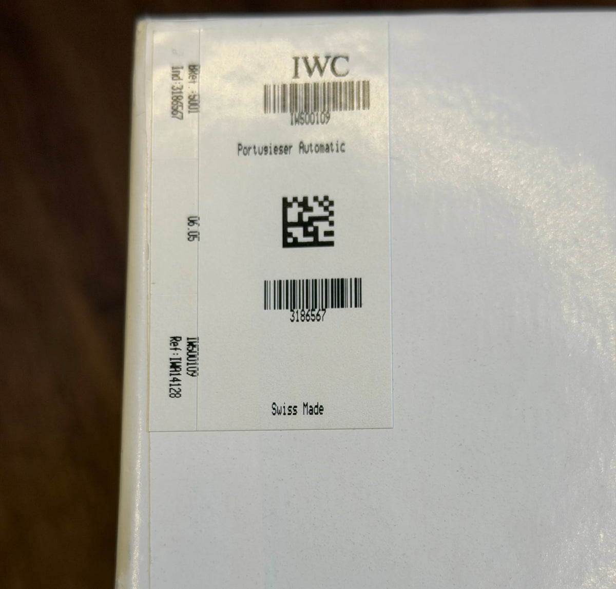 IWC 7 Tage Portugieiser IW500109 Box Aukleber