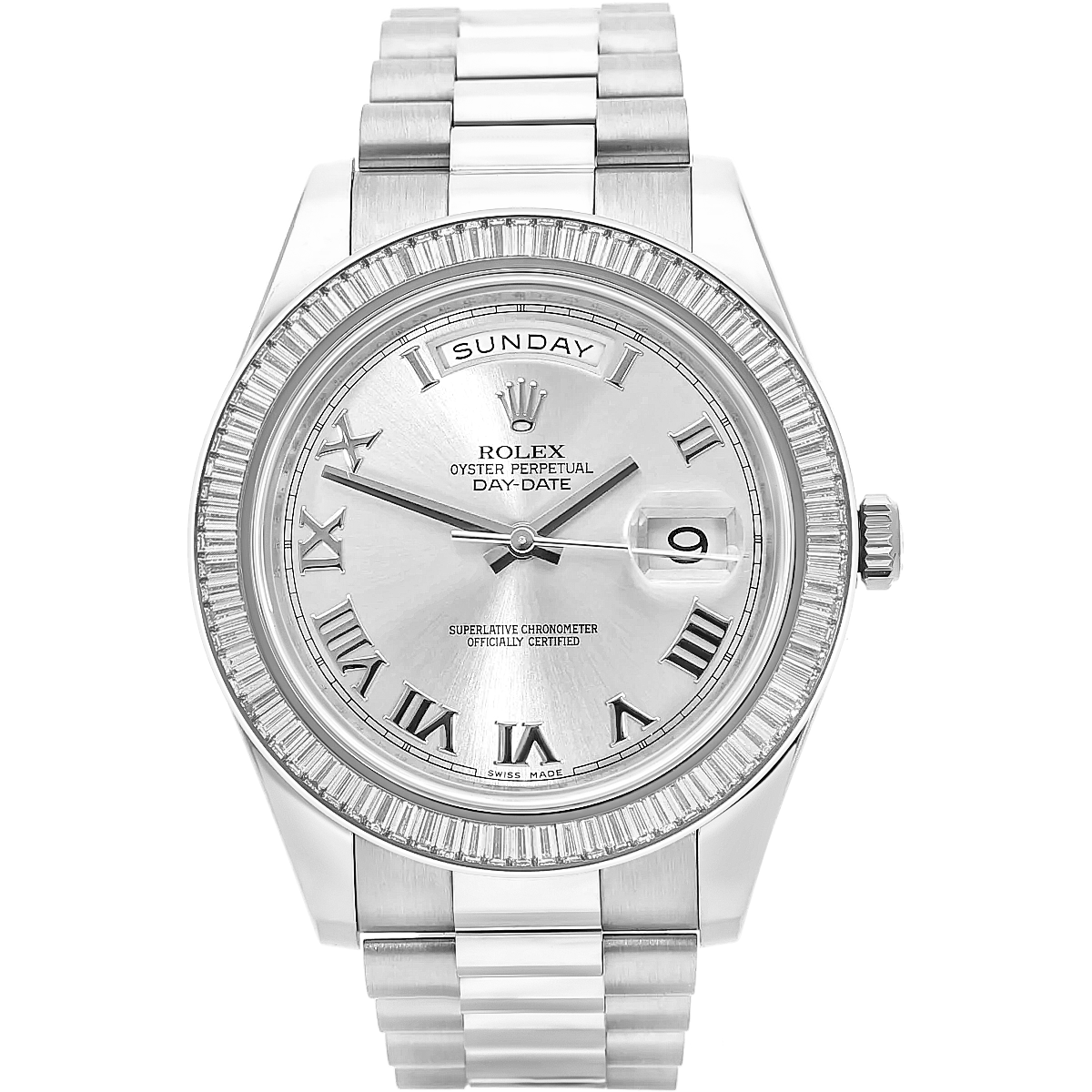 Rolex Day Date II orig. Baguette Besatz 218399BR