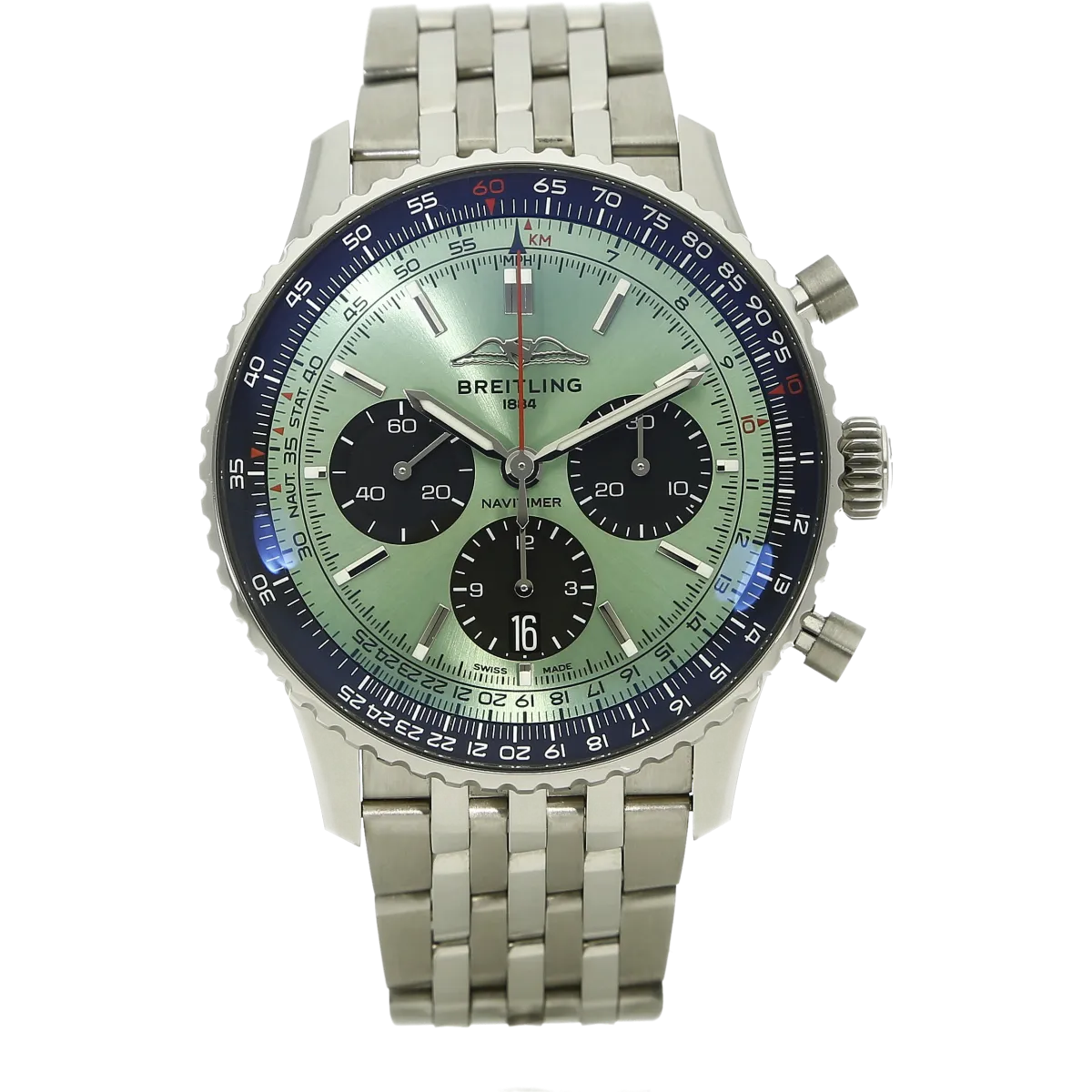 Breitling Navitimer 43 gruen stehend