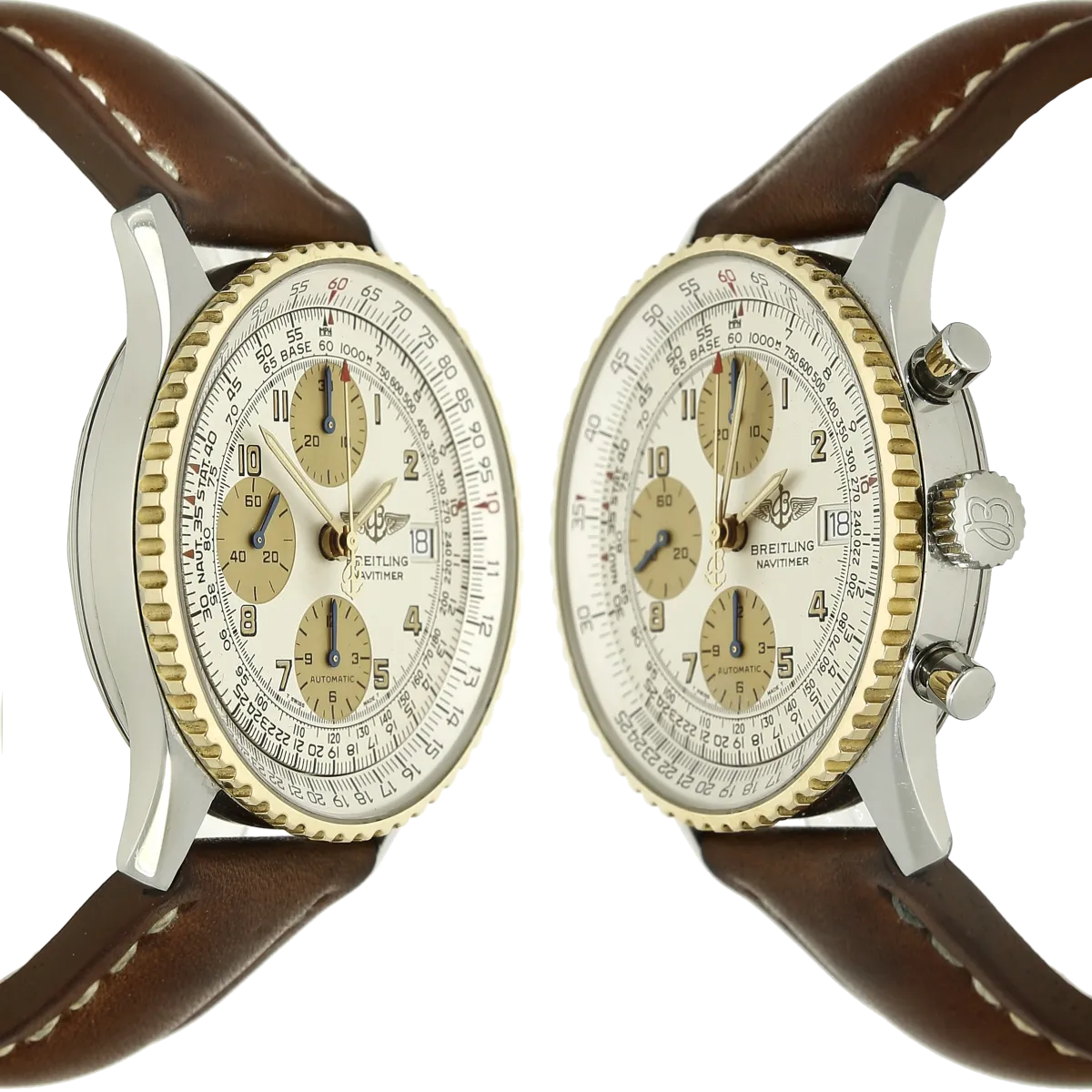 Breitling Old Navitimer Stahl Gold Flanken rechts und links