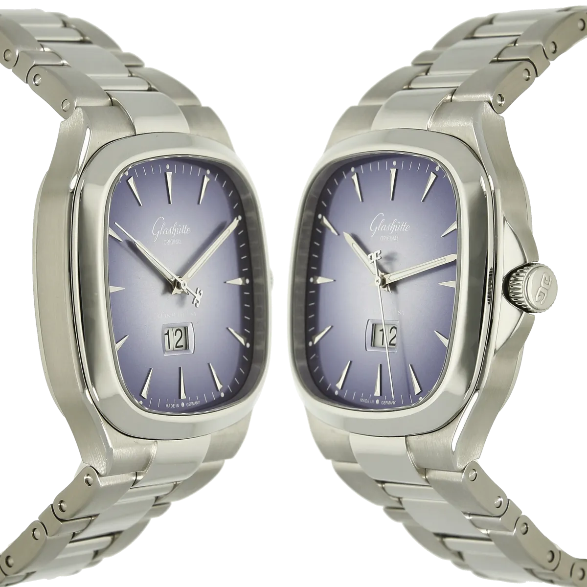 Glashuette Seventies blue big date Gehaeuse 3 9