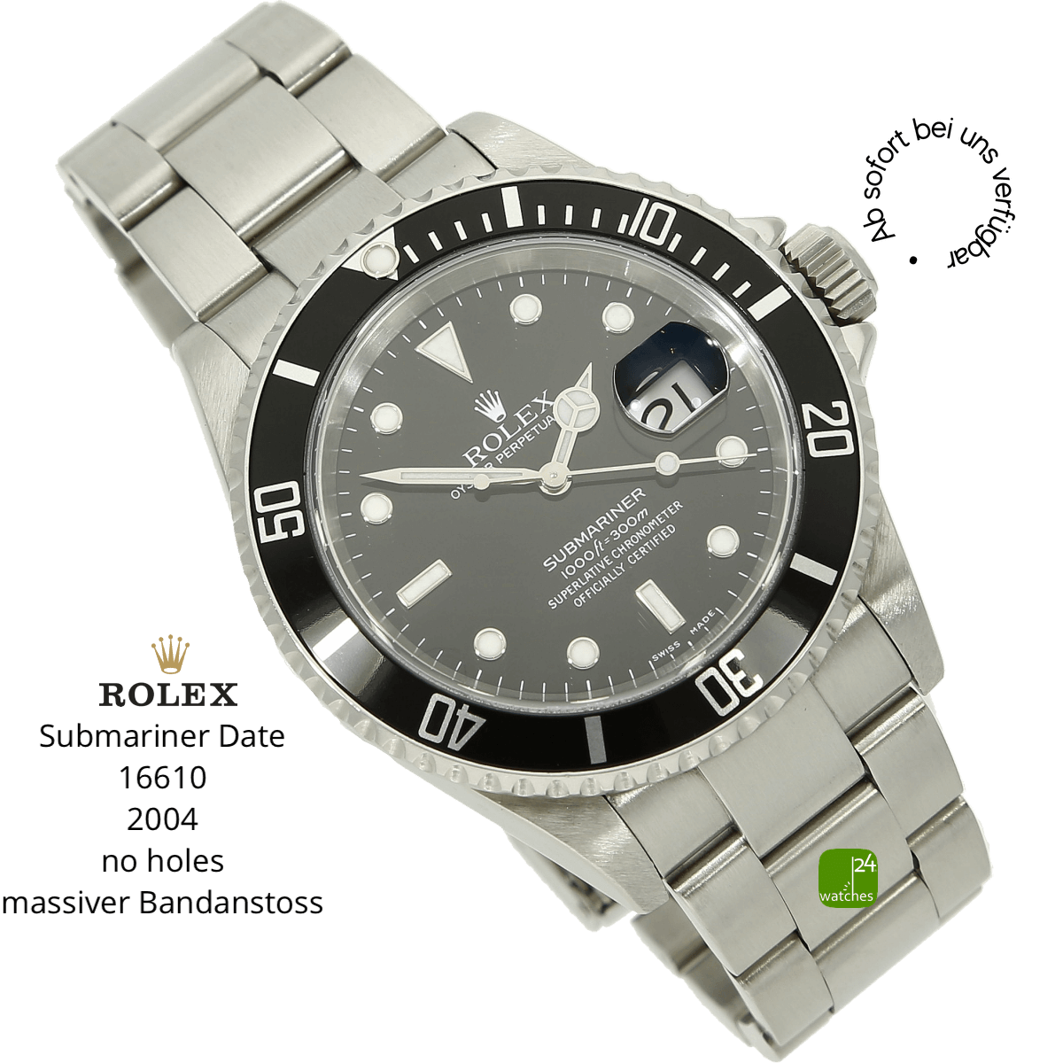 Rolex Submariner Datum Stahl halb liegend