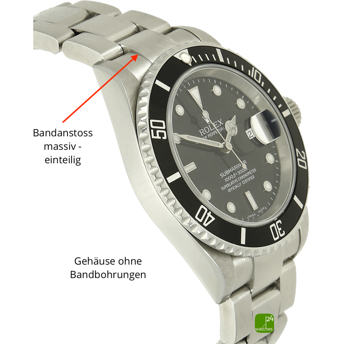 Rolex Submariner Datum Stahl Gehaeuse rechts