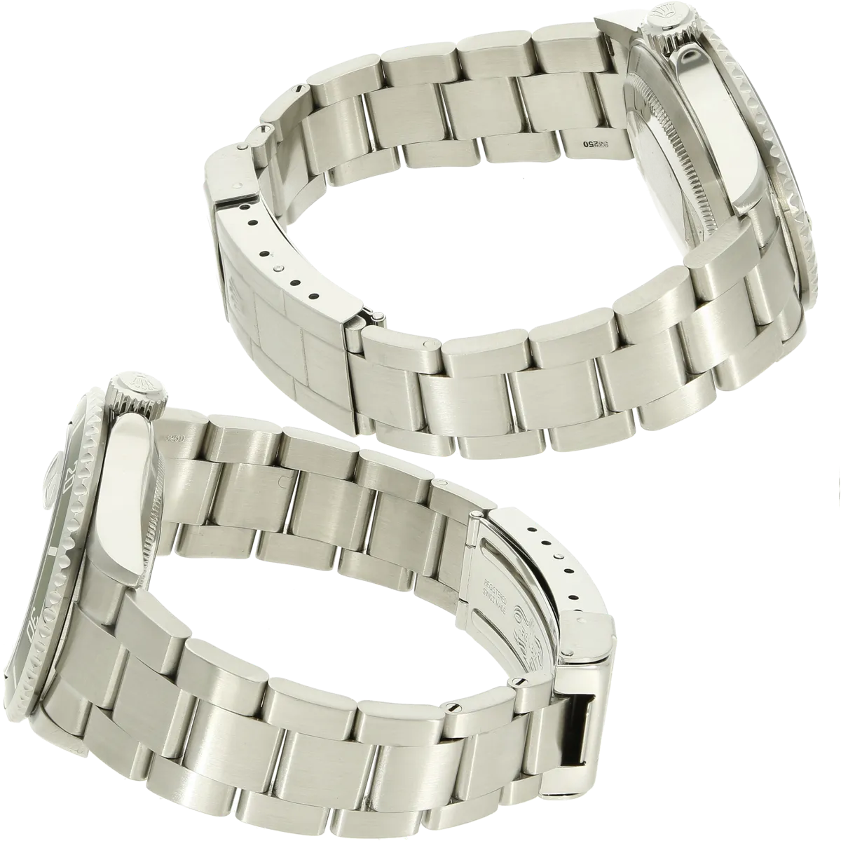 Rolex Submariner 16610 LV Kermit Armband links rechts