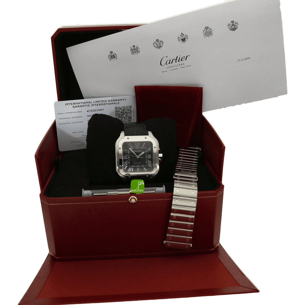 gebrauchte Cartier Santos XL gruen 4072 mit Papieren