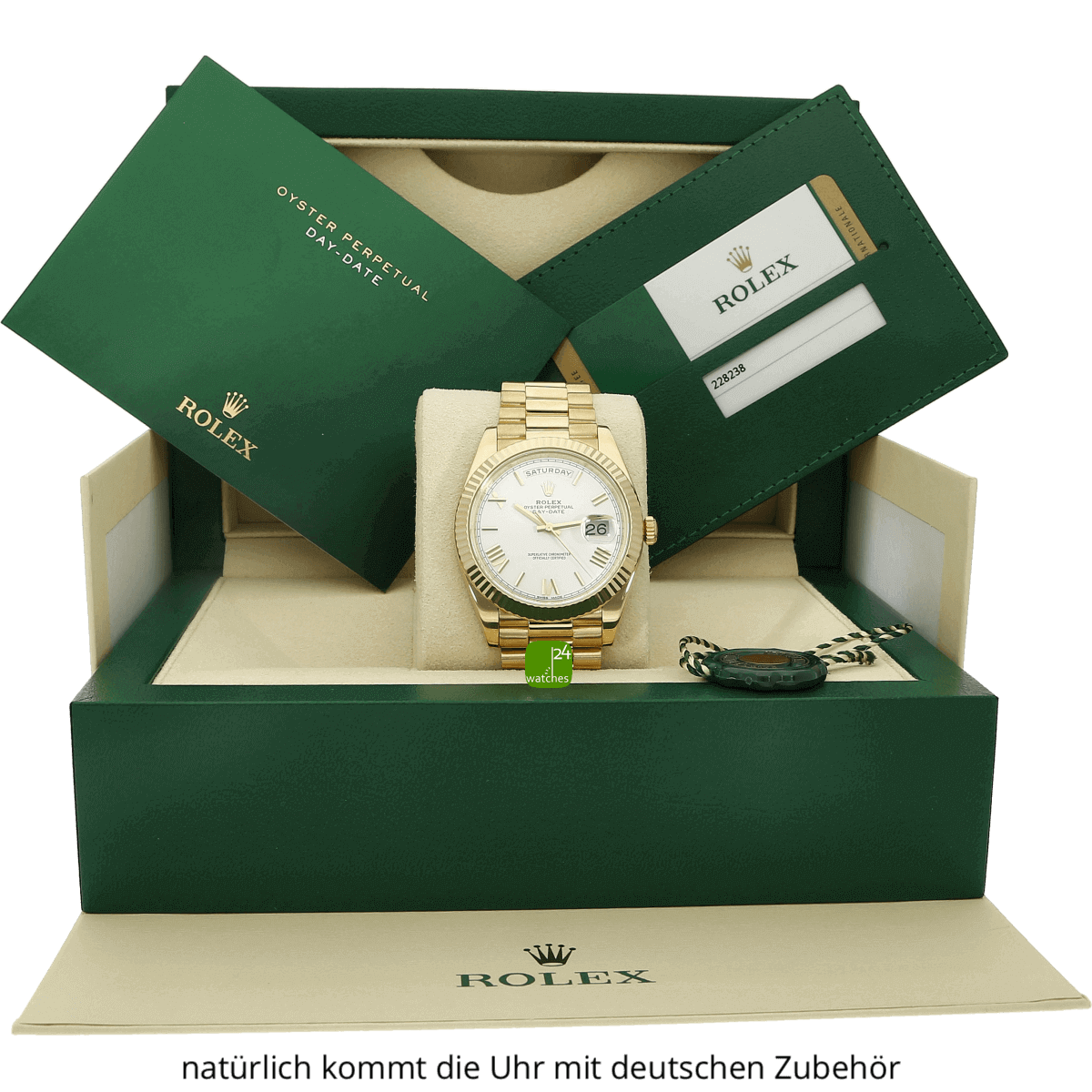 Rolex Day Date 40 mit der Garantiekarte