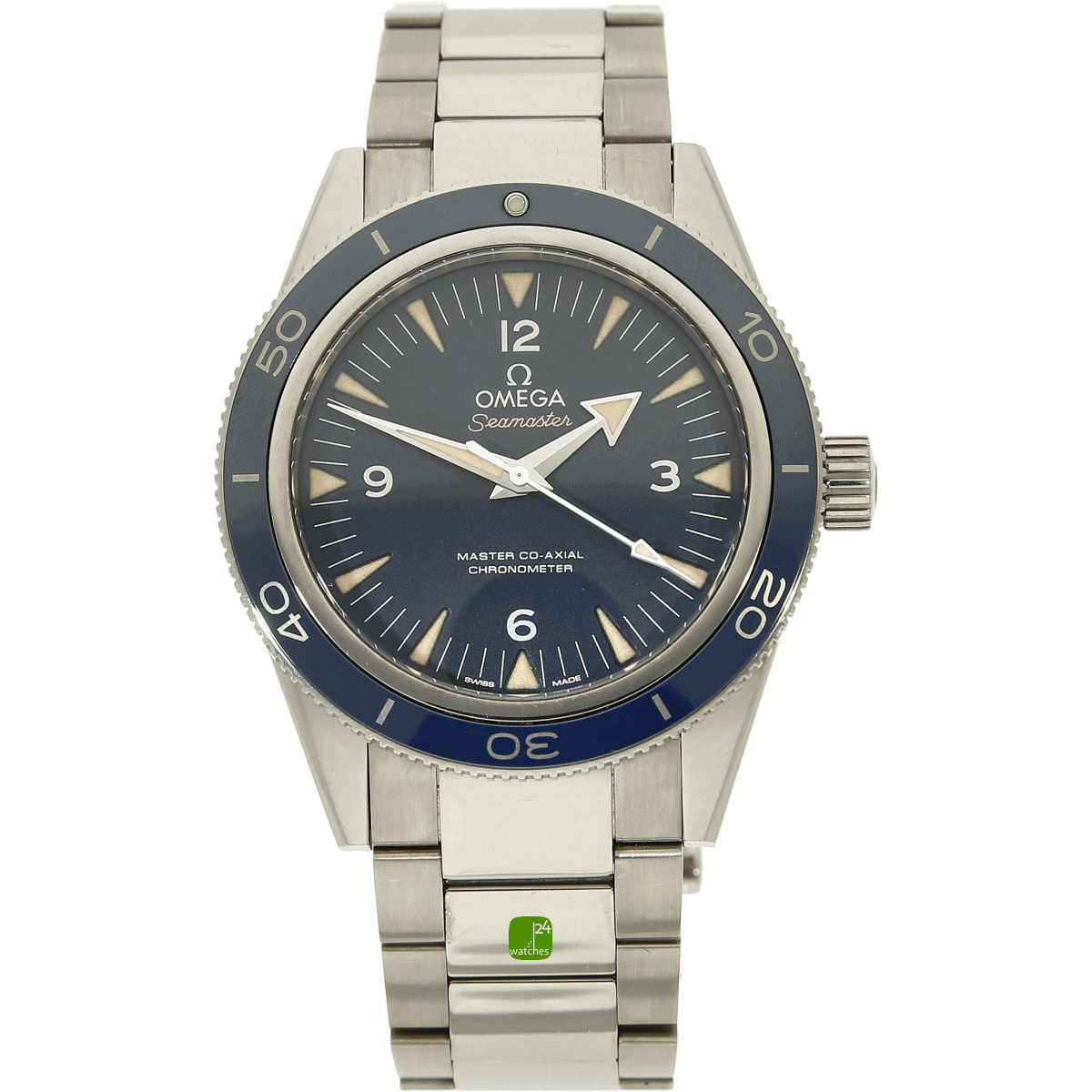 Omega Seamster 300 Titan blau stehend