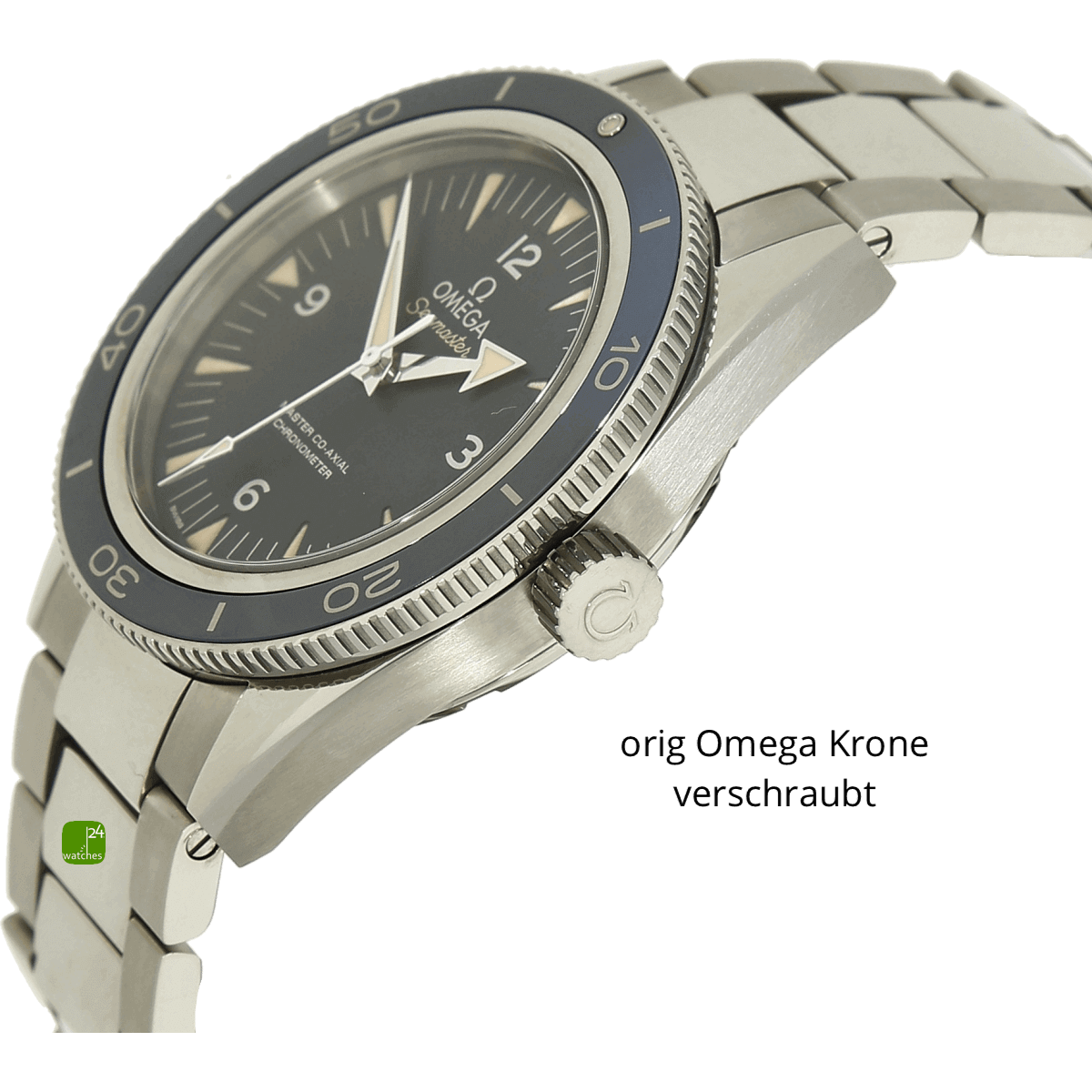 Omega Seamster 300 Titan blau Gehaeuse rechts