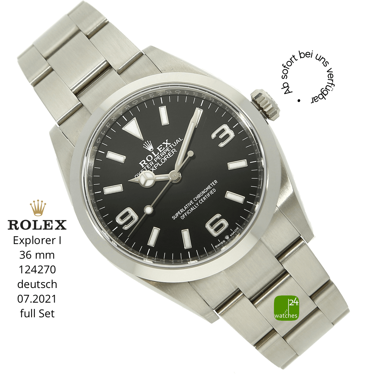 rolex explorer 124270 halb liegend