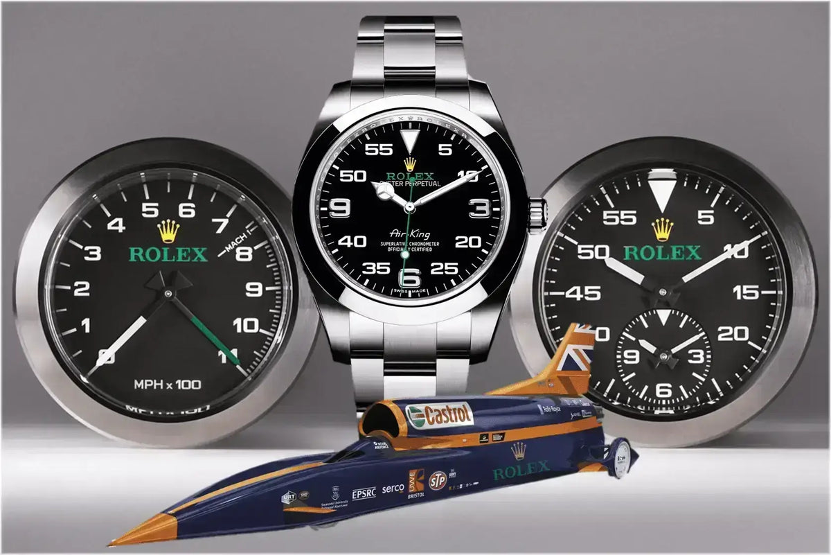 Wie das Design der Rolex Air King entstanden ist aus dem Cockpit des Überschall Autos Bloodhound.