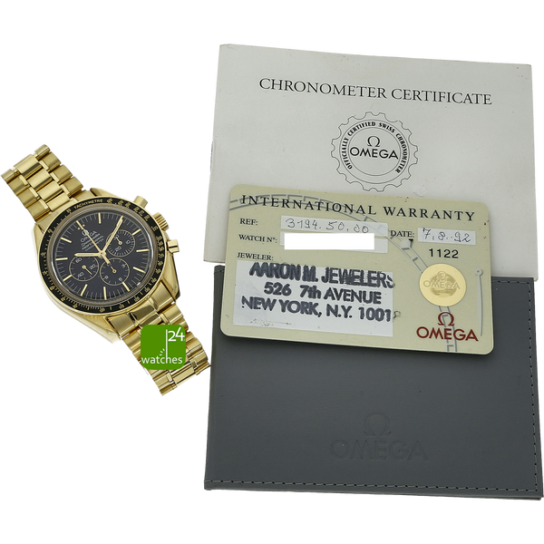 OMEGA Speedmaster Moonwatch GOLD Lim 250 Stück Uhr mit Garantiekarte Chronometer Zertifikat