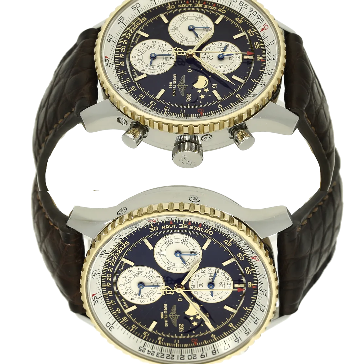 Breitling Navitimer Jahreskalender Gehaeuse links rechts 