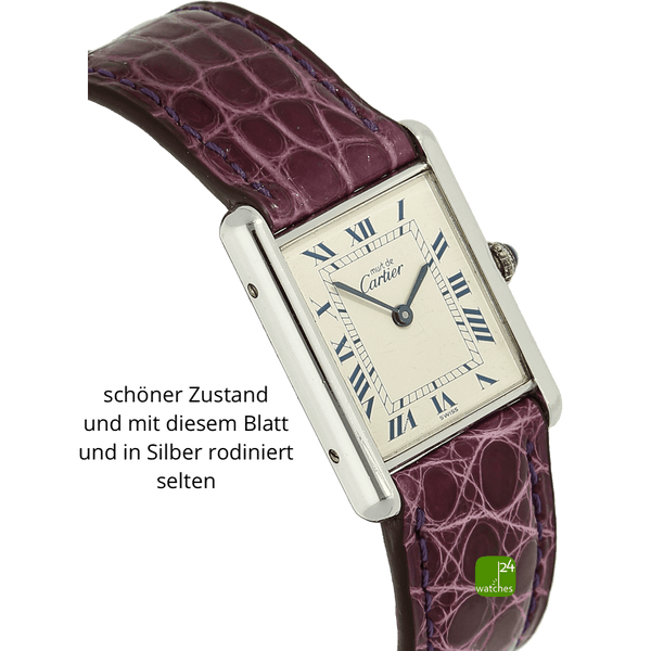 gebrauchte Cartier Tank must silber 23x30 mm Gehaeuse links