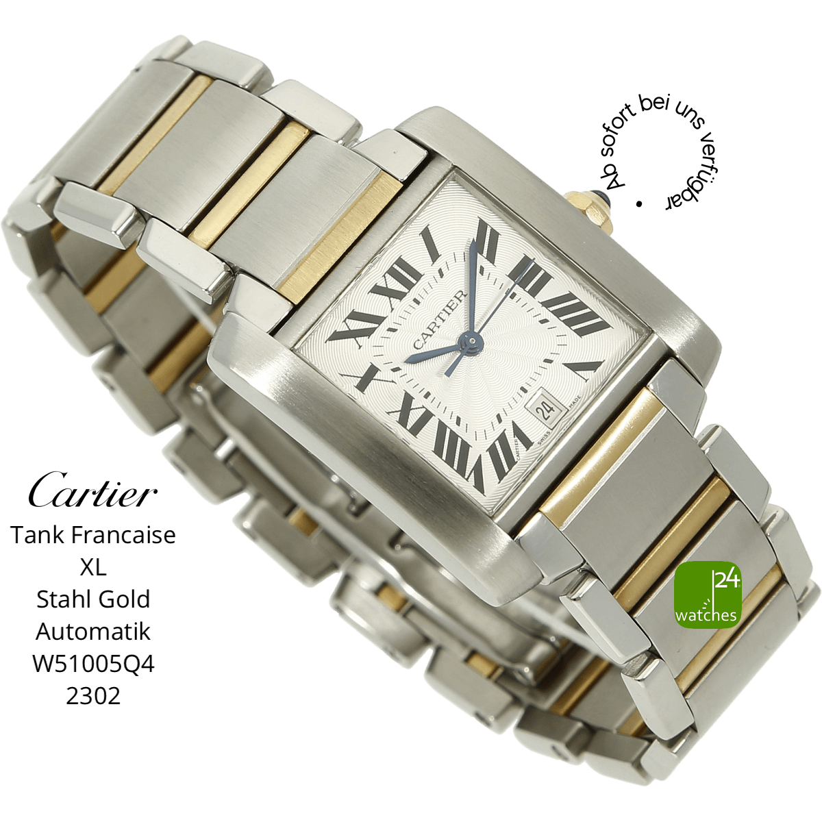 cartier Uhr gebraucht tank francaise 3202 halb liegend