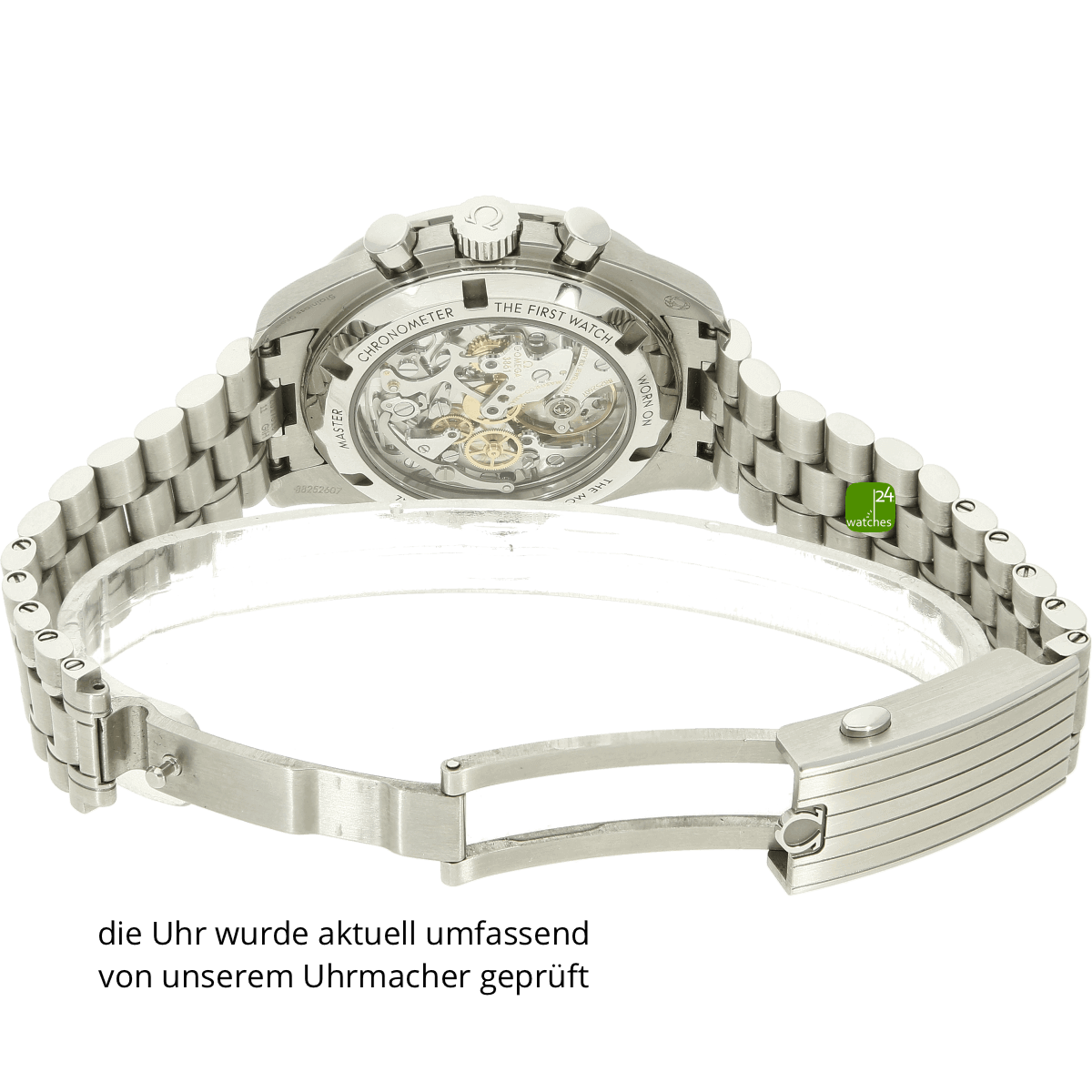 Omega Speedmaster white Schliesse offen 