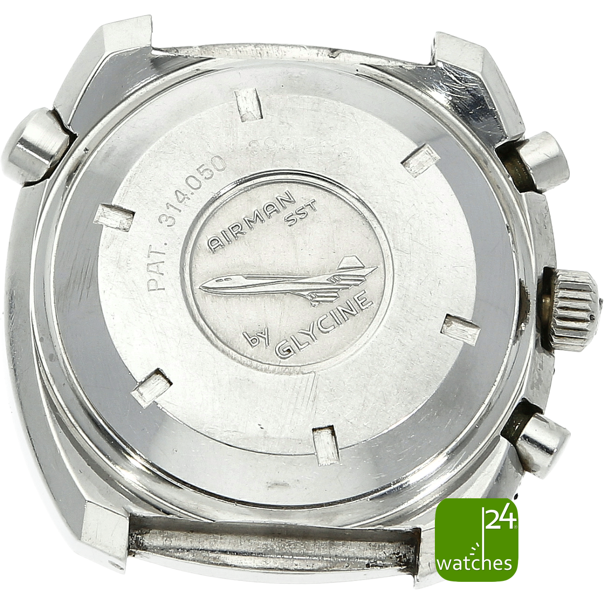 Glycine Airman Chronograph gebraucht Nahaufnahme Uhrenboden
