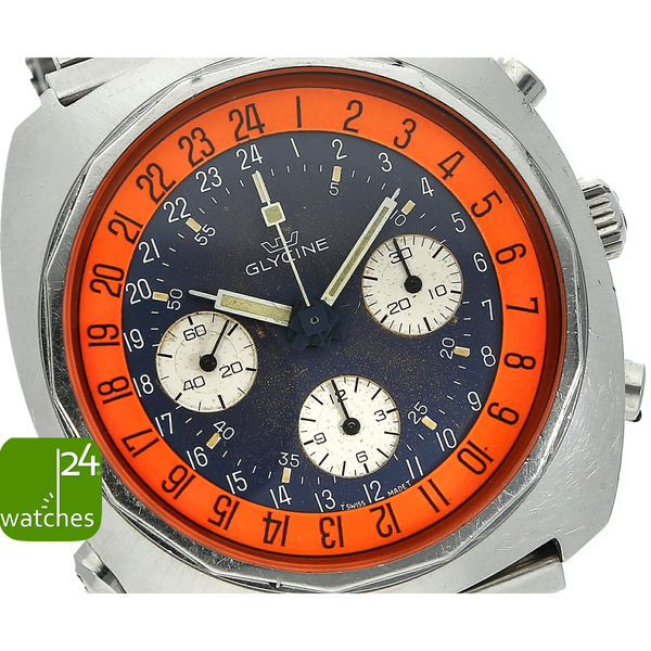 Glycine Airman Chronograph gebraucht Nahaufnahme Zifferblatt