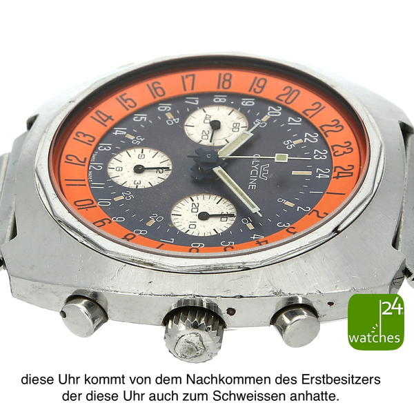 Glycine Airman Chronograph gebraucht von der 3 Uhr Flankenseite