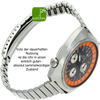 Glycine Airman Chronograph gebraucht von oben auf die Flankenseite 9 Uhr mit Band