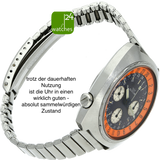 Glycine Airman Chronograph gebraucht von oben auf die Flankenseite 9 Uhr mit Band