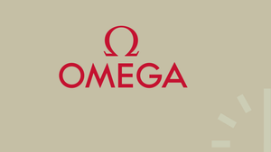 omega-logo-in-rot-vor-braunem-hintergrund-mit-minuten-in-der-unteren-rechten-ecke