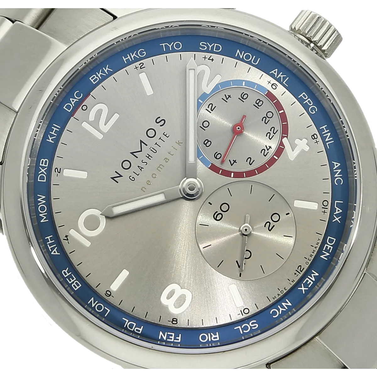 Nomos Club Welzeit 791/997 Zifferblatt 