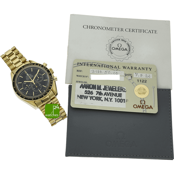 OMEGA Speedmaster Moonwatch gebraucht in GOLD Limitiert 250 Stück mit Garantiepapieren