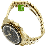OMEGA Speedmaster Moonwatch gebraucht GOLD von oben mit Flanke Krone und Band