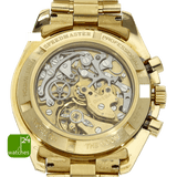OMEGA Speedmaster Moonwatch gebraucht GOLD Nahaufnahme des Gehäusebodens 