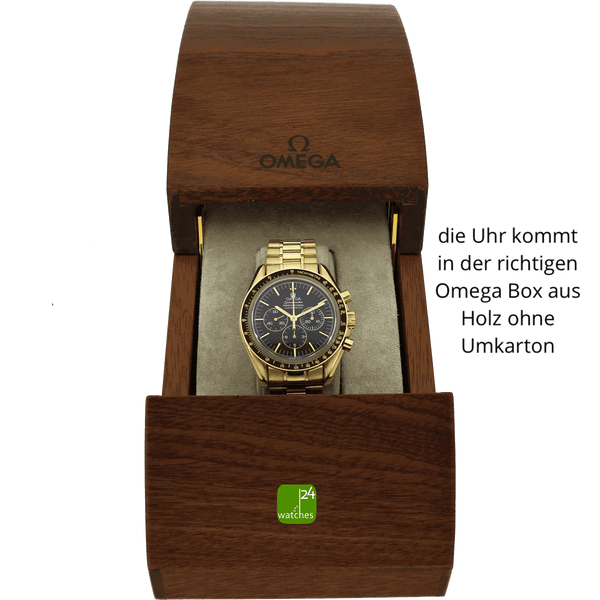 gebrauchte OMEGA Speedmaster Moonwatch GOLD Limitiert 250 Stück in der Holzbox