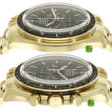 OMEGA Speedmaster Moonwatch in GOLD mit den beiden Flankenseiten