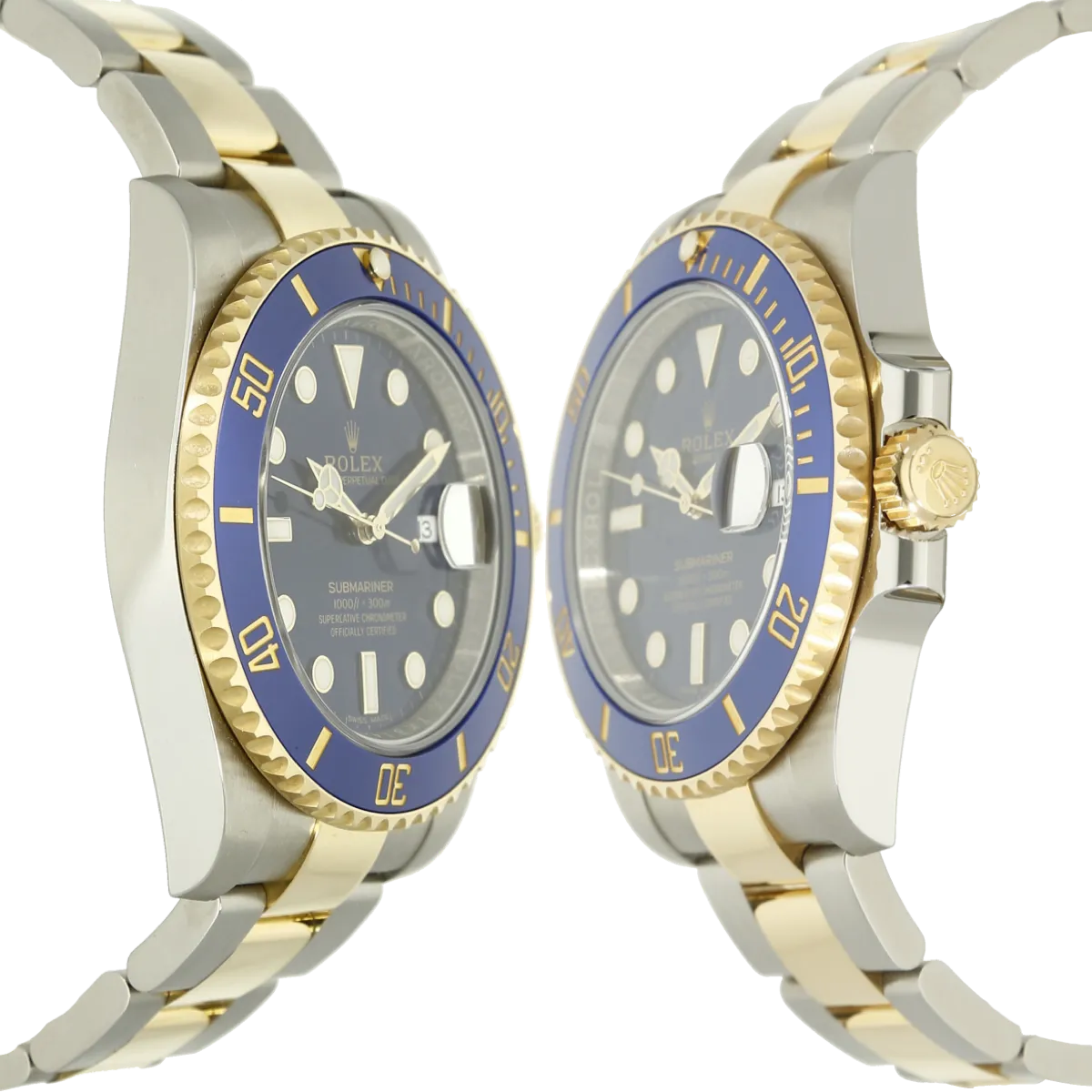 Rolex Submariner St Go blau 116613LB Gehaeuse links rechts 