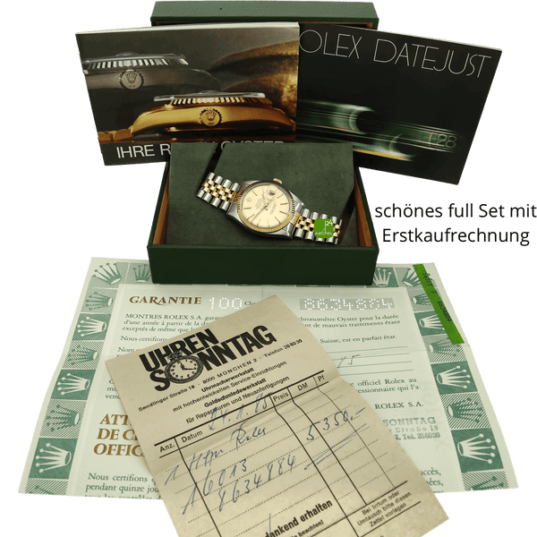 rolex datejust stahl gold 36 mm full set 1985 Uhr mit Original Box Beschreibung Erstkaufrechnung ein Full Set