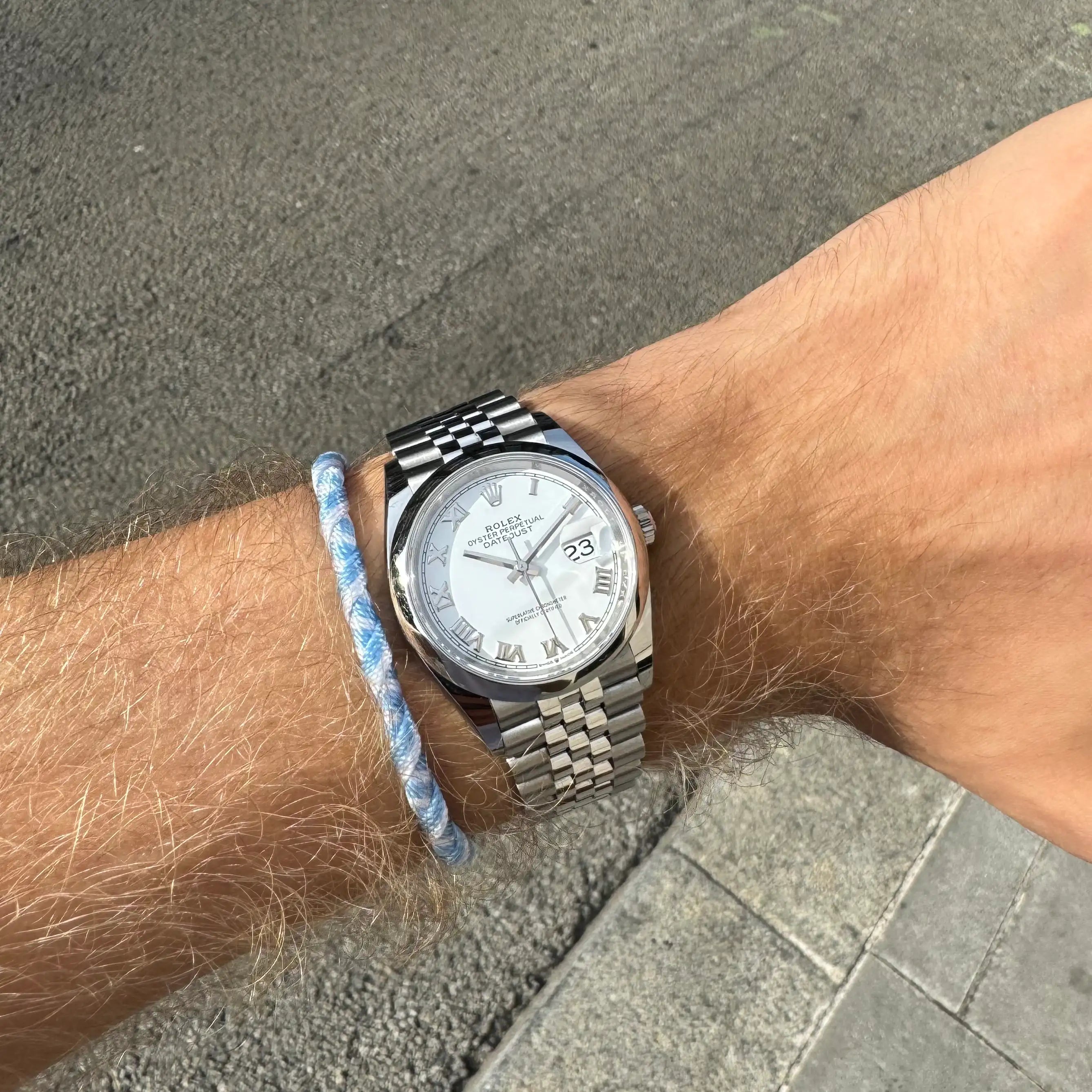 RolexDatejust 36 white wristshot