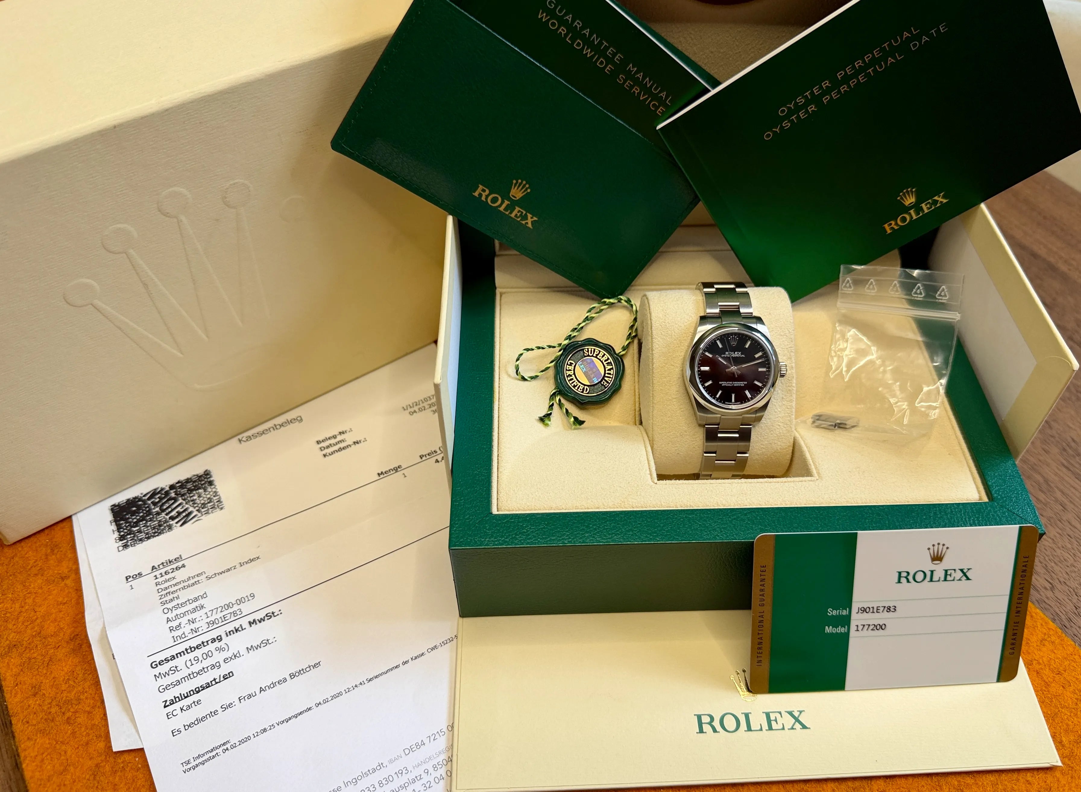 Rolex Oyster Perpetual 31 Full Set, Black, 2020