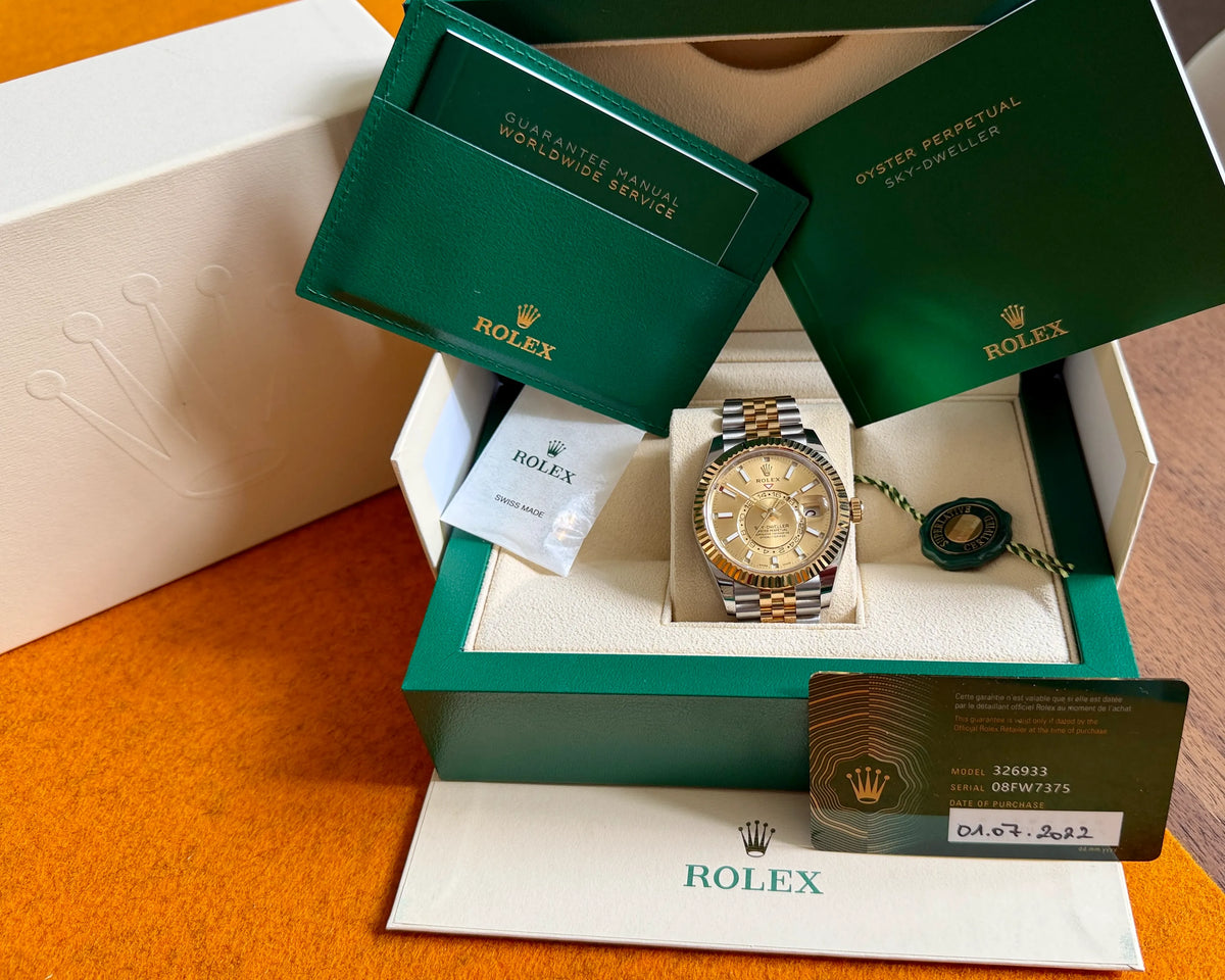 Rolex Sky Dweller St Go 326933 Jubilee mit Papieren 