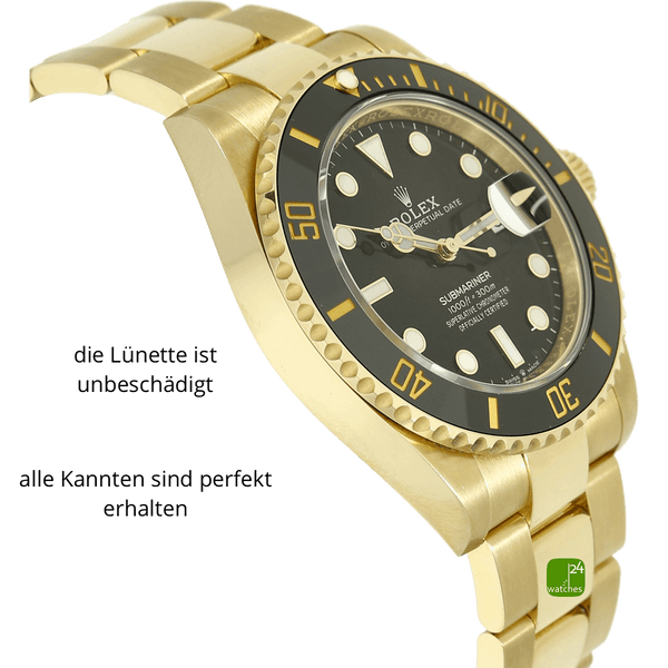 Rolex vollgold Submariner Gehaeuse links