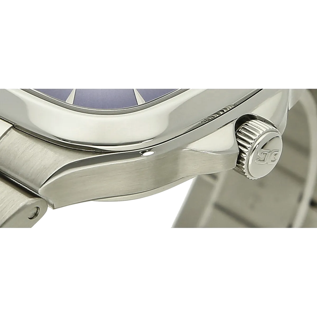 Glashuette Seventies blue big date Gehaeuse Detail
