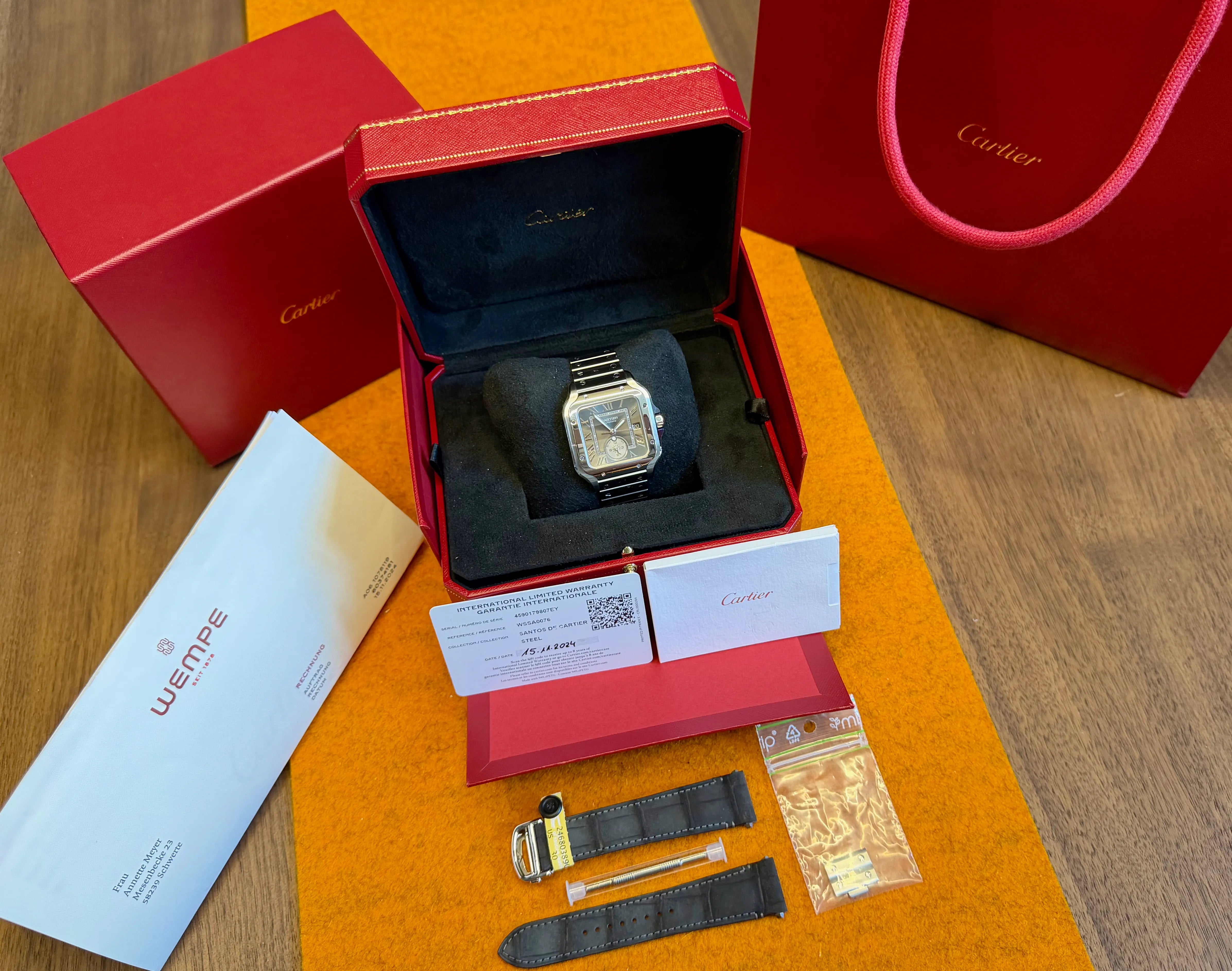 gebr. Cartier Santos Duo Time WSSA0076 mit Box 