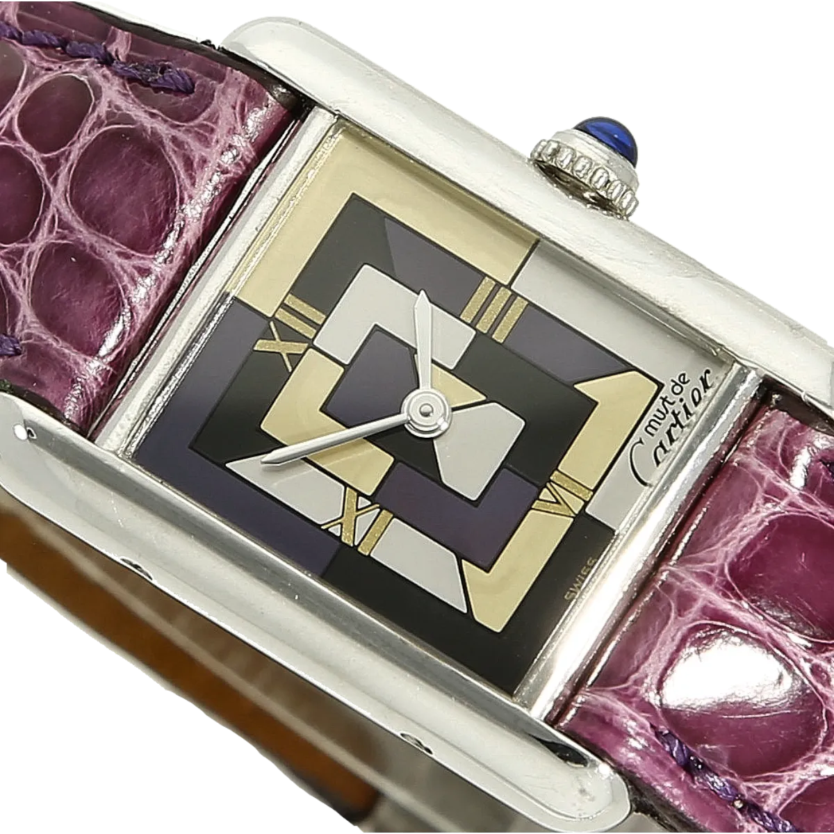 lim Cartier Tank must Art Deco 1614 Zifferblatt 