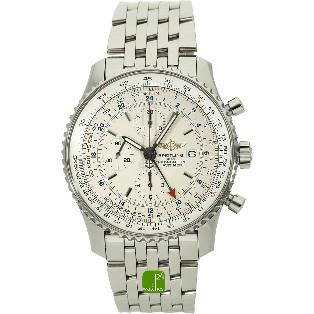 gebrauchte Breitling Uhr Navitimer World stehend 