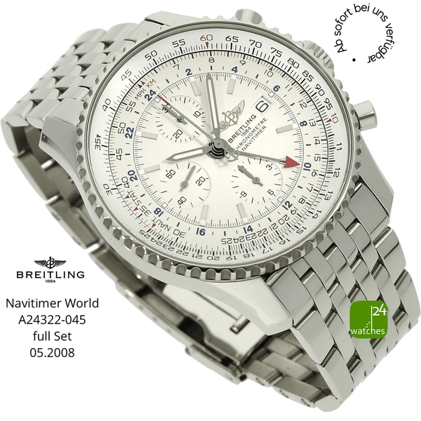 gebrauchte Breitling Uhr Navitimer World halb liegend   