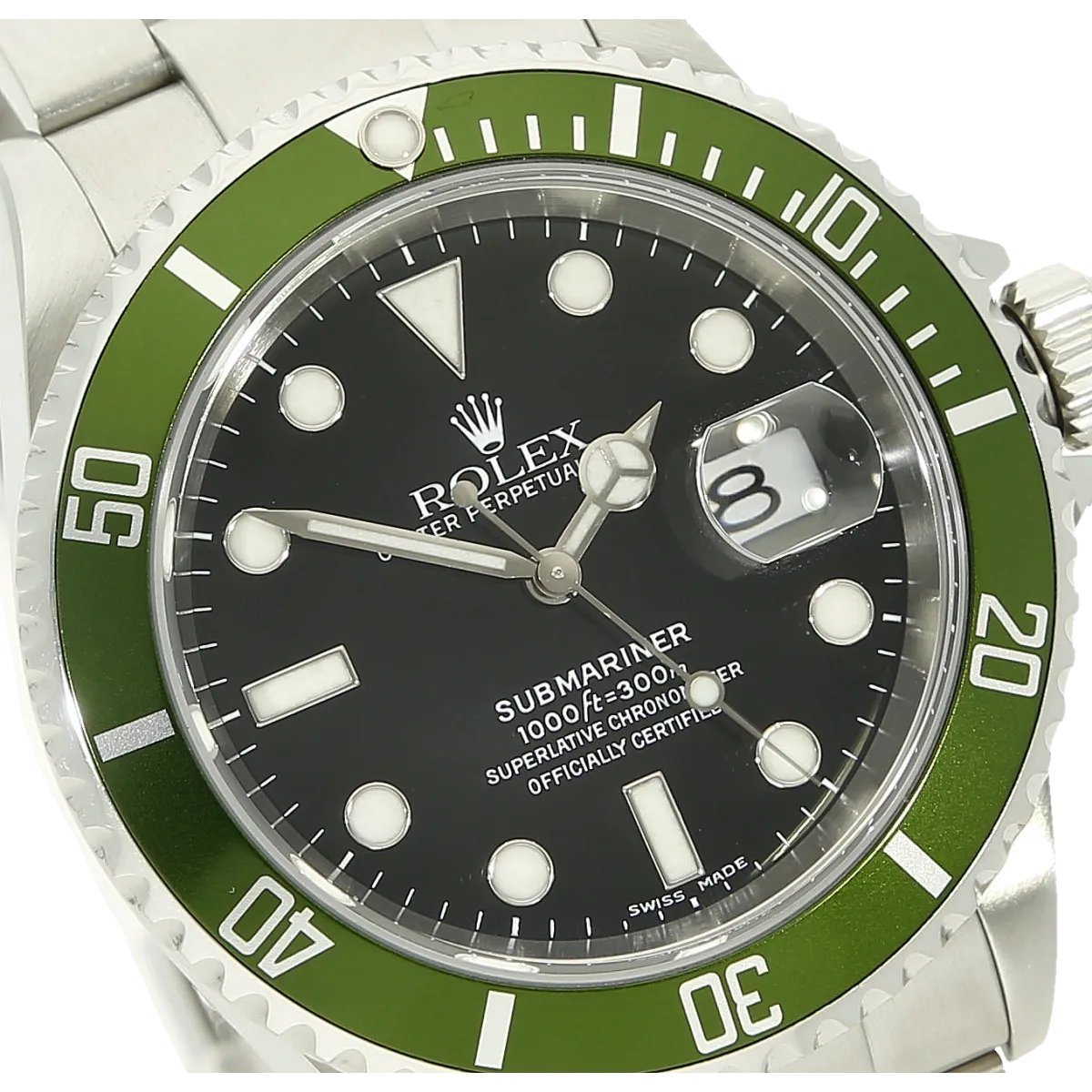 Rolex Submariner 16610 LV Kermit Zifferblatt 