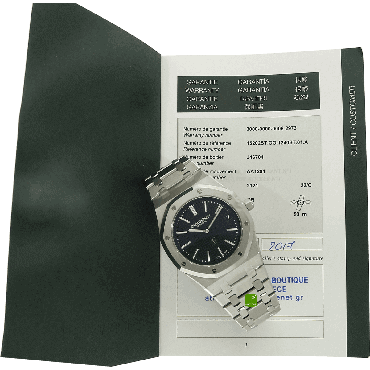 Audemars Piguet Royal Oak blue 15202 Papiere offen 