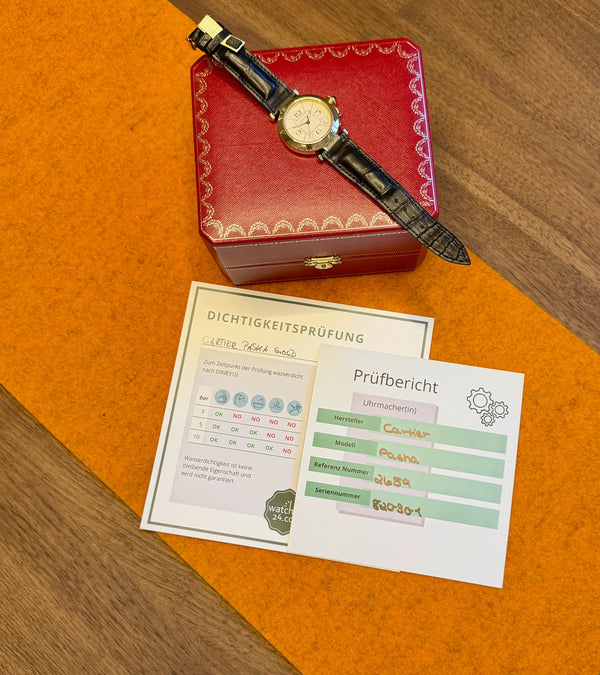 Cartier Pasha 820901 Gold mit Box 