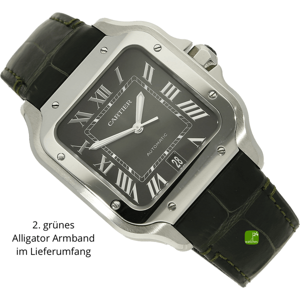 gebrauchte Cartier Santos XL gruen 4072 am Lederband