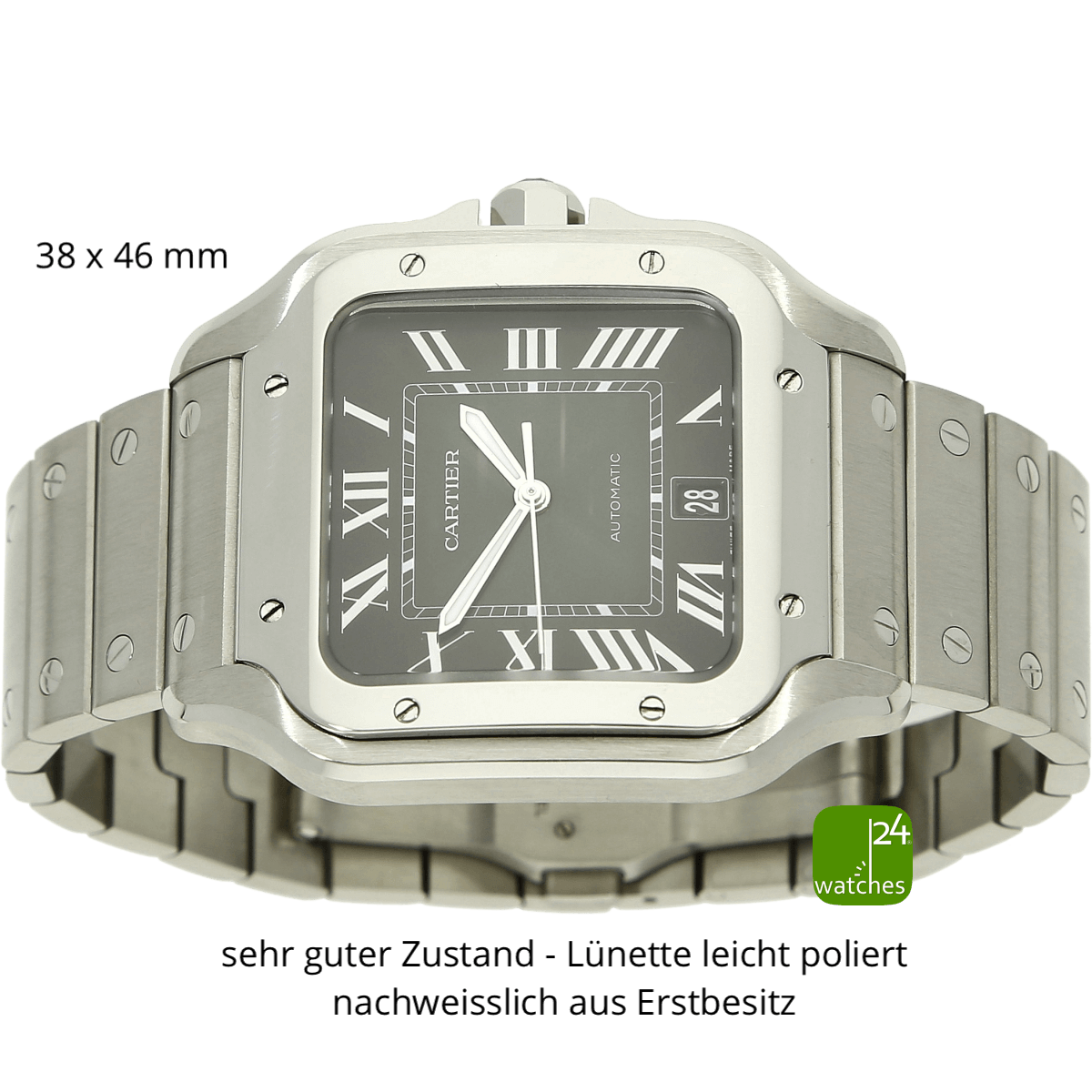 Cartier Santos gebraucht XL gruen 4072 liegend