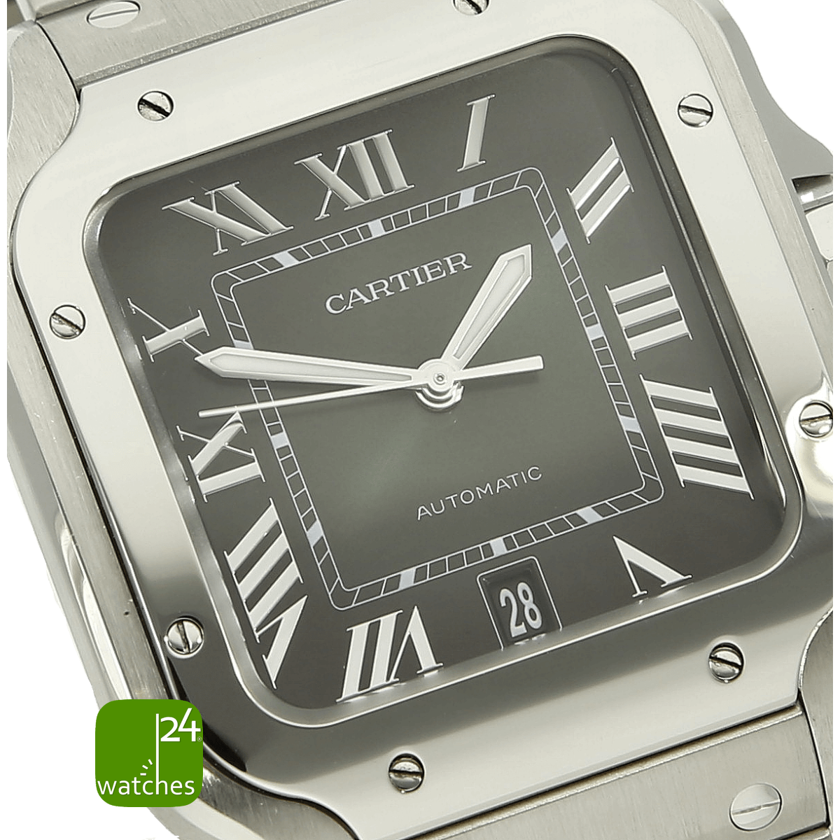 Cartier Santos XL gebraucht gruen 4072 Zifferblatt
