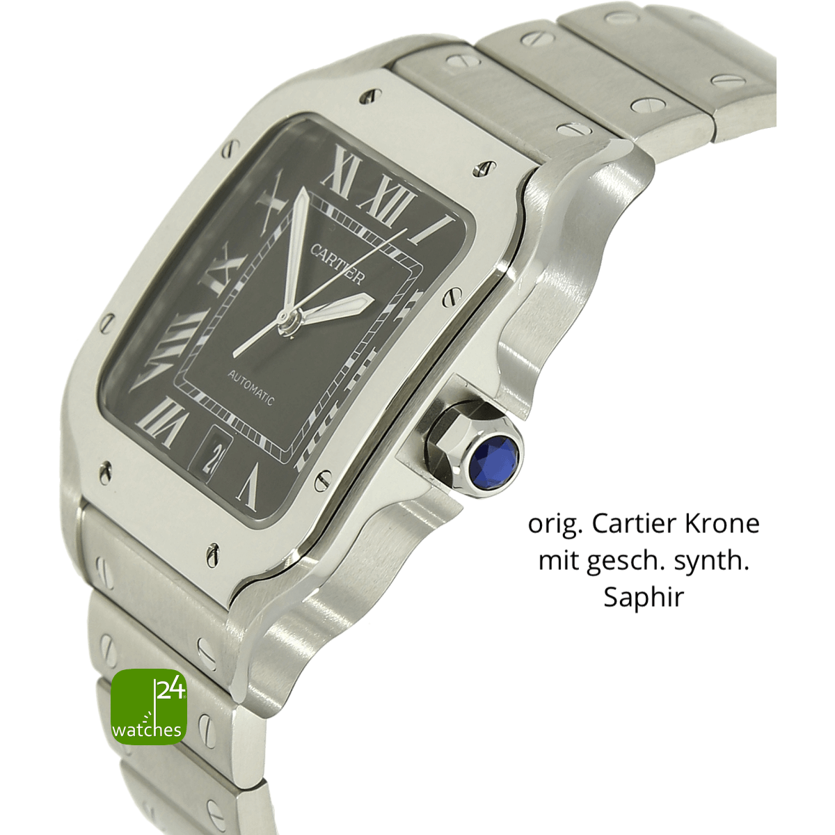 gebrauchte Cartier Santos XL gruen 4072 Gehaeuse rechts