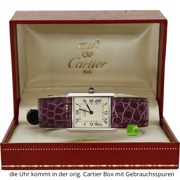 Cartier Tank gebraucht must silber 23x30 mm n der Box